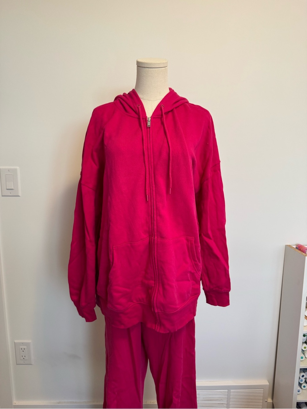 Old Navy Women's Bright Pink Zip Hoodie & Pants - Matching Set